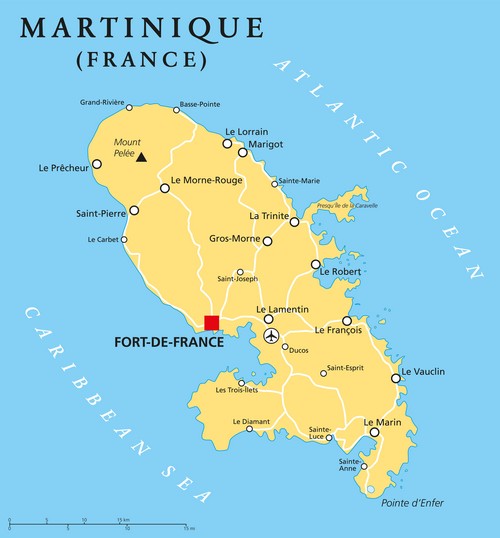 martinique carte caraïbes